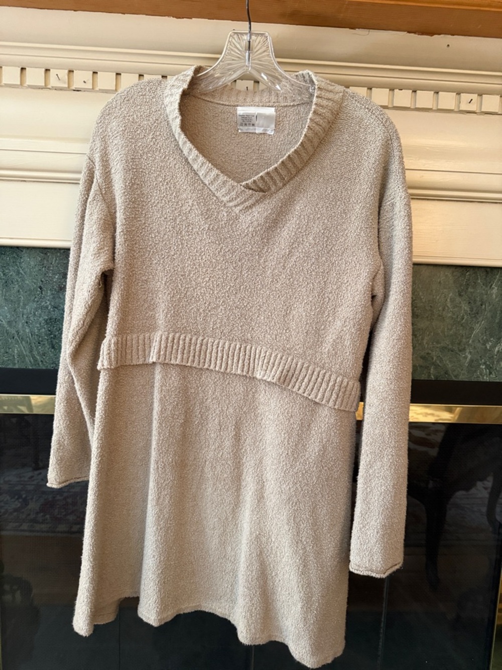 Flax Cream V-Neck Longline Sweater
